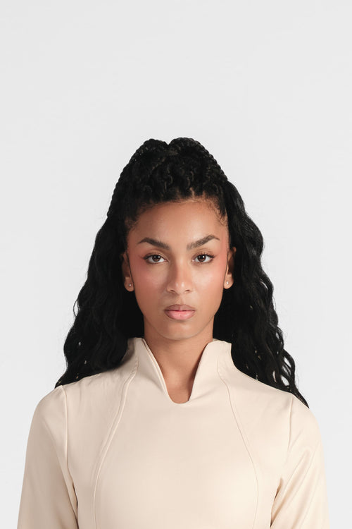 The Japanese Collar Maxi Dress - Creamy