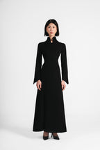 The Japanese Collar Maxi Dress - Black