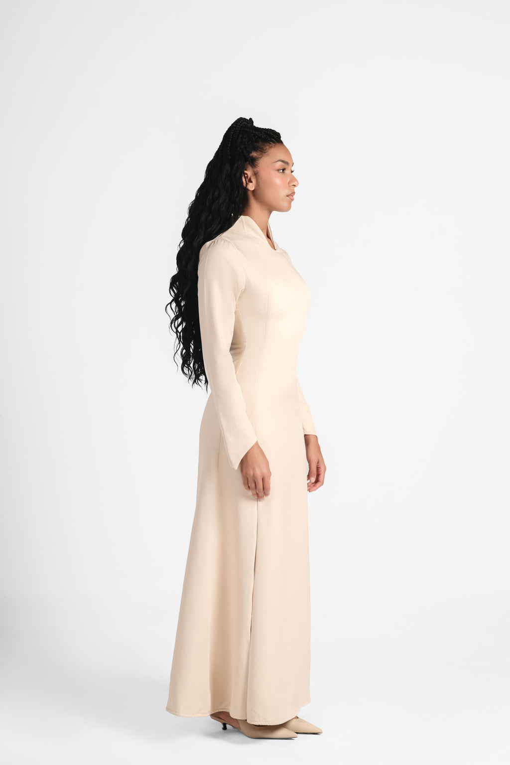 The Japanese Collar Maxi Dress - Creamy