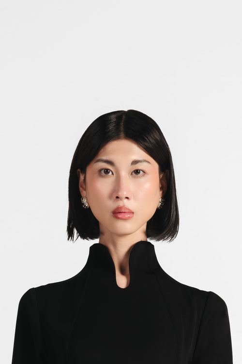 The Japanese Collar Maxi Dress - Black