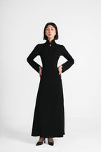 The Japanese Collar Maxi Dress - Black
