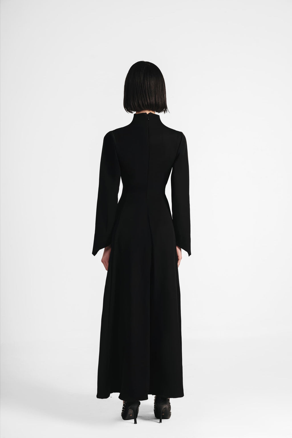 The Japanese Collar Maxi Dress - Black