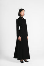 The Japanese Collar Maxi Dress - Black