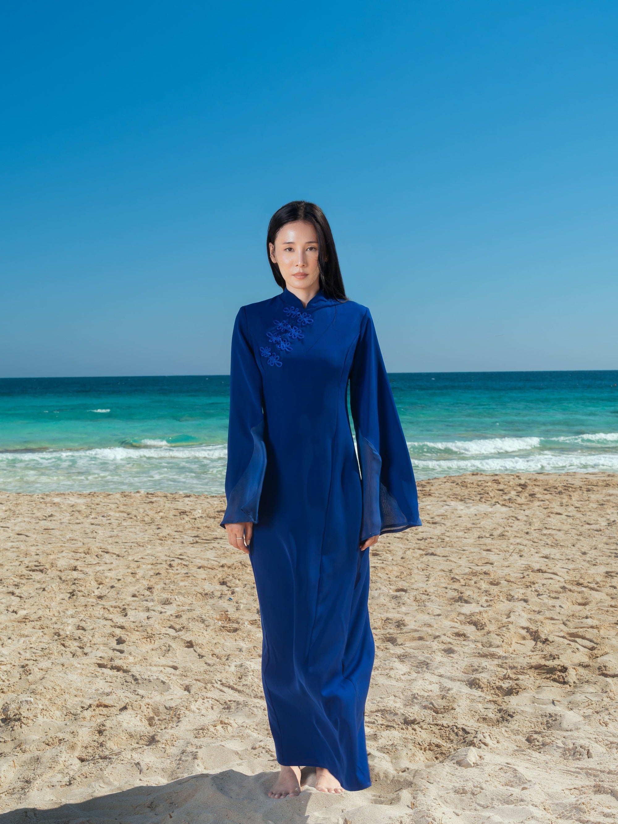 The Maxi Qipao - Midnight Blue