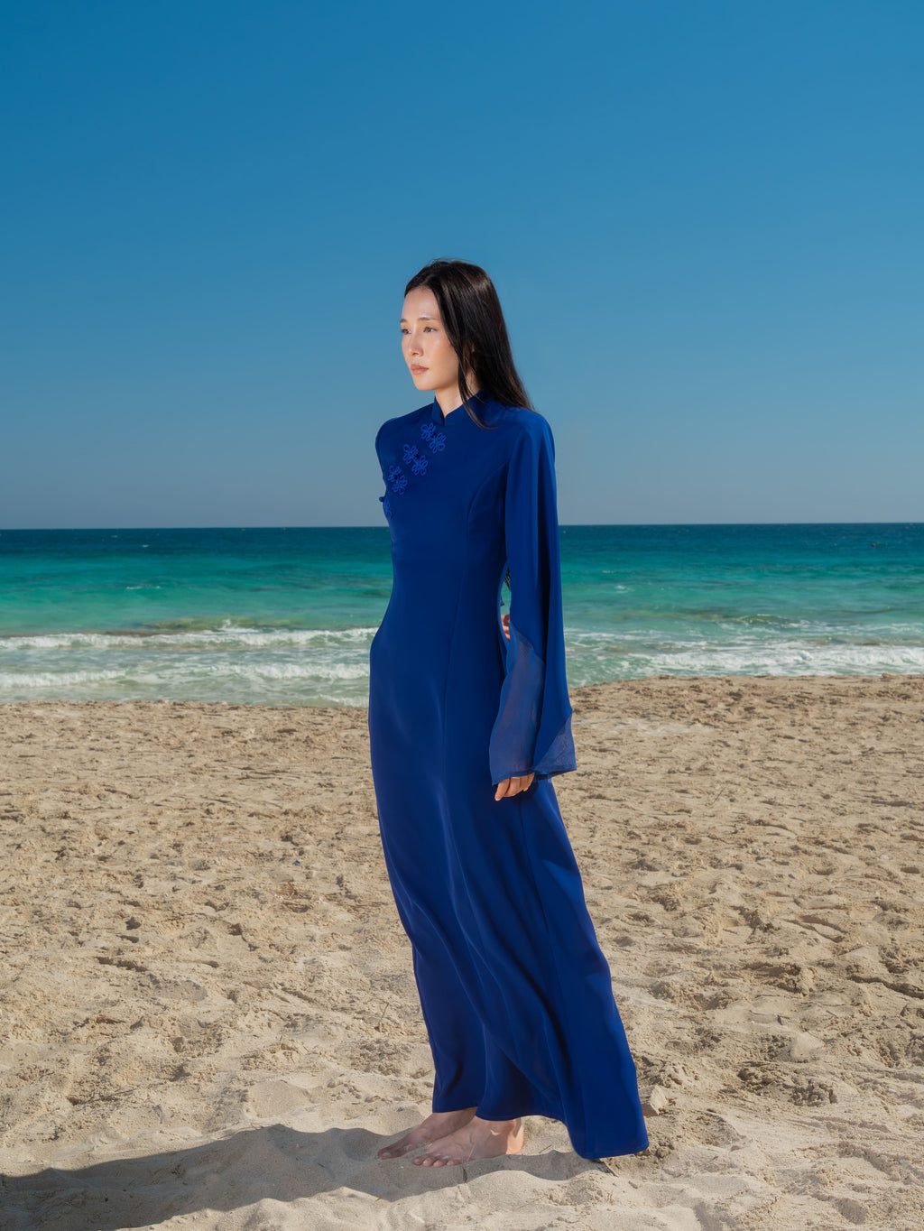 The Maxi Qipao - Midnight Blue