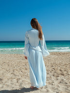The Pleated Asymmetrical Dress - Sky Blue