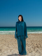 The Mandarin Silk Lace Set - Teal