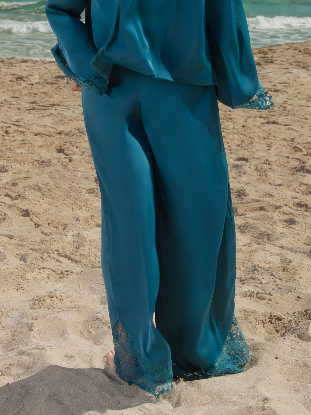 The Mandarin Silk Lace Set - Teal