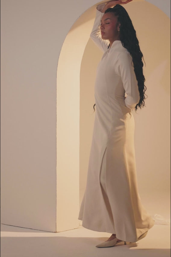 The Japanese Collar Maxi Dress - Creamy